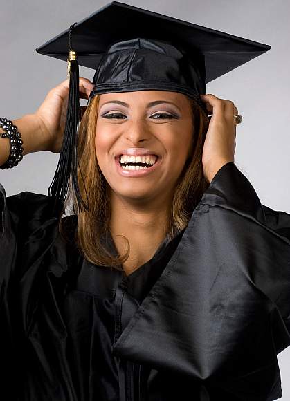 Photo of a female college graduate smiling 