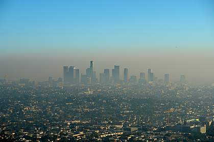City shrouded in air pollution.