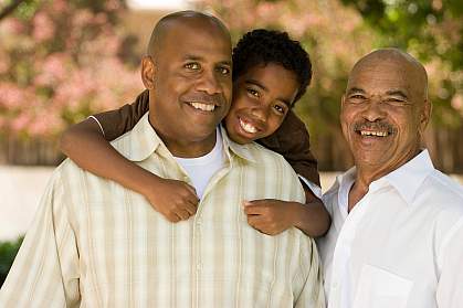 Photo of three generations of African American males