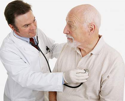 Photo of an older man and a physician