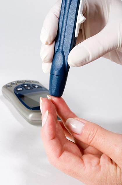 Photo of a finger-prick test for diabetes