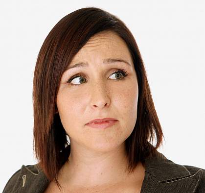 Photo of a woman looking nervous