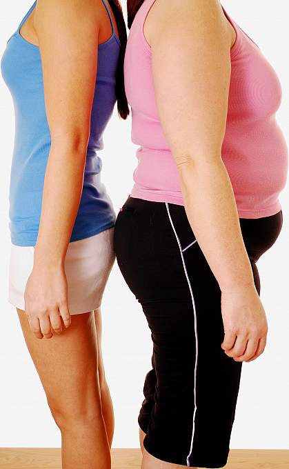 Photo of two woman with differing body types