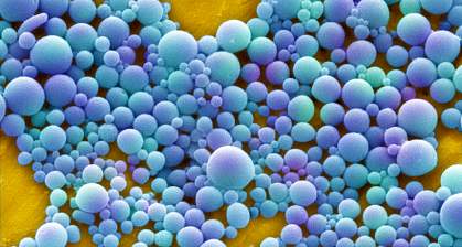 Electron microscope image of round nanoparticles