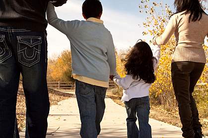 Photo of a family walking