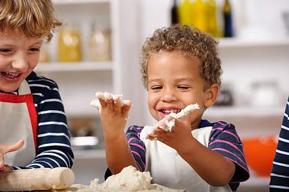 Toddlers baking.