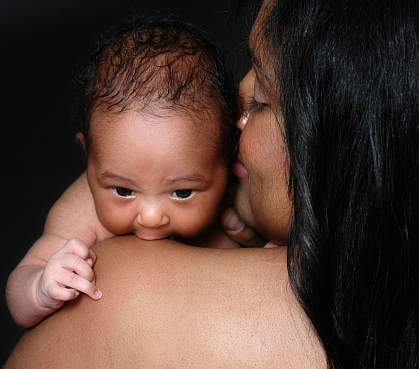 A woman and baby.