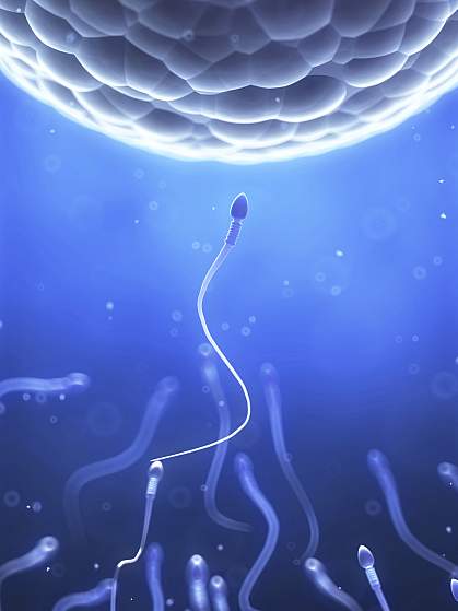 Sperm approaching an egg.