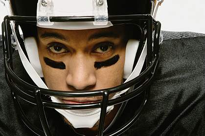 Man in football helmet