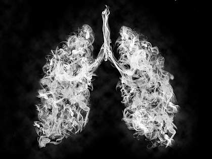Illustration of toxic vapor in a lung
