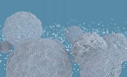 Abstract illustration of nanoparticles and microbubbles