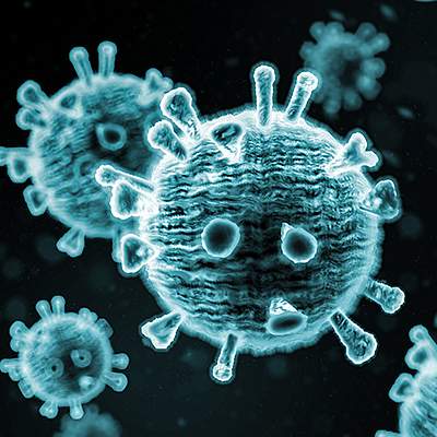 Image of coronaviruses on a black background