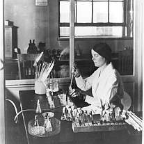 Dr. Ida A. Bengston working in a lab.