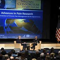 NIH Director Dr. Francis Collins chats with U.S. Surgeon General Dr. Jerome Adams about the opioid epidemic 