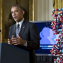 President Obama speaks during the Precision Medicine Initiative launch.