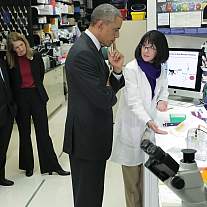 President Obama learns about the experimental Ebola vaccine.
