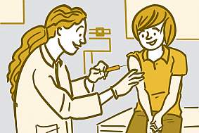 Illustration of a woman getting a vaccination