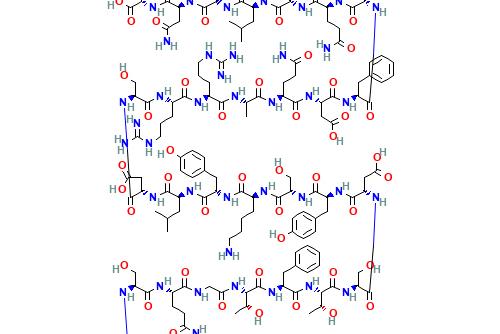 A 2D depiction of the chemical structure of glucagon