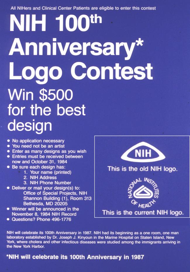 NIH centennial logo contest call for entries from 1984