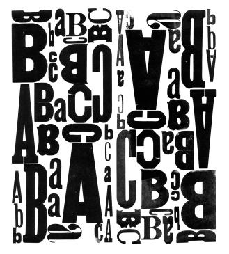 The letters A, B, and C repeated in a block pattern
