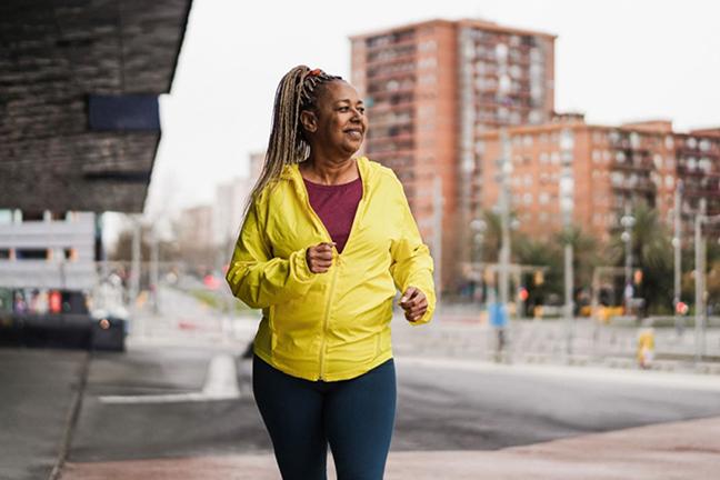 a woman jogging.