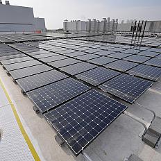 Solar panels on the roof of the Porter building