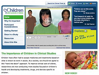 Screenshot of Children and Clinical Studies website