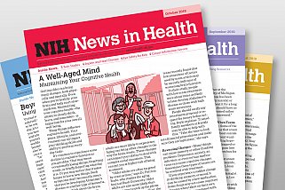 NIH News in Health covers fanned out.