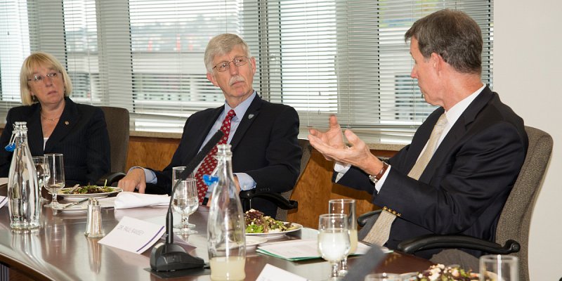 Senator Patty Murray (WA), NIH Director Dr. Francis Collins, and Dr. Paul Ramsey, CEO of UW Medicine and Dean of the School of Medicine at the University of Washington.