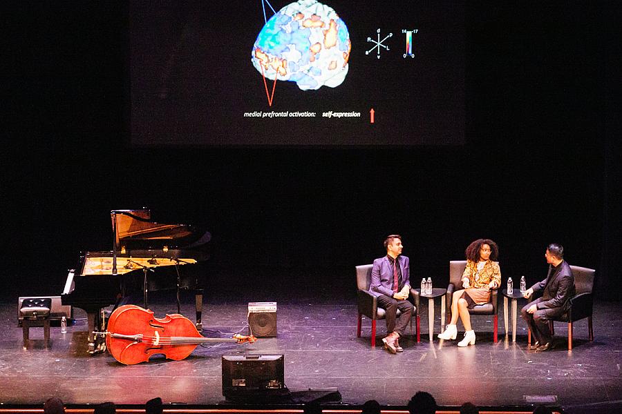 Dr. Aniruddh Patel speaking at the Kennedy Center