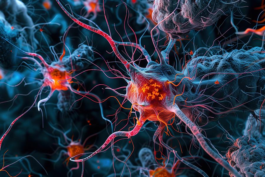 Illustration of distressed brain neurons