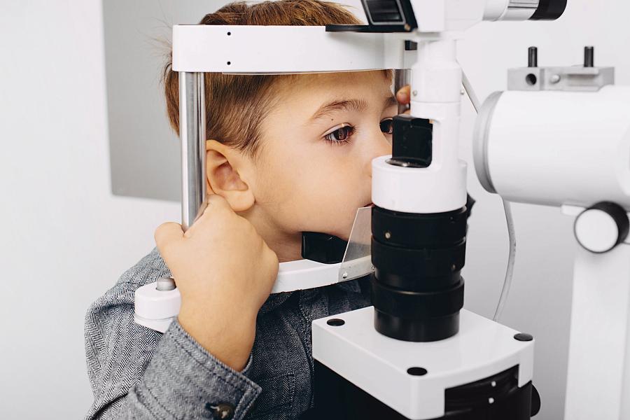 Image of a child receiving an eye exam.