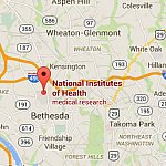 Google map showing the location of the NIH headquarters in Bethesda, MD.