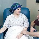 Patient receiving chemotherapy.