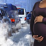 Image of pregnant woman and traffic