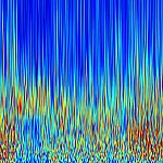 Scans of mouse brain serotonin levels during different stages of sleep and wakefulness. Thick red and yellow streaks represent lower levels while thin ones represent higher levels.