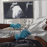 A woman getting a sonogram
