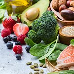 Selection of healthy food for heart, life concept