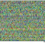 Image of two blocks of colored pixels.  