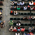 Overhead shot of crowd watching a sports event