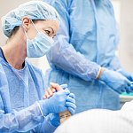 A woman having a csection.