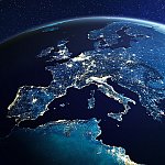 Illustration of Europe at night viewed from space