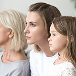 Portrait of grandmother, mother, and daughter