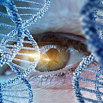 Illustration of eye and DNA
