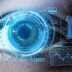 Human eye with using the graphical user interface technology - stock photo