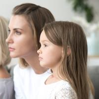 Portrait of grandmother, mother, and daughter