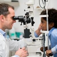 Boy getting an eye exam