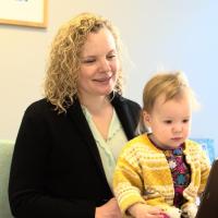 Toddler watching movie.