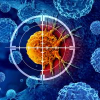 3D illustration of a target over a cancer tumor.