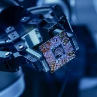 Digital rendering of a computer chip concept 